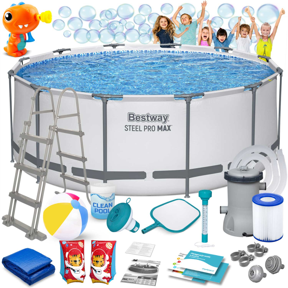 Sodo rėminis baseinas 366 x 122 cm 18in1 Bestway 56420 + burbulų mašina-Baseinai, Karkasiniai baseinai-e-vaikas