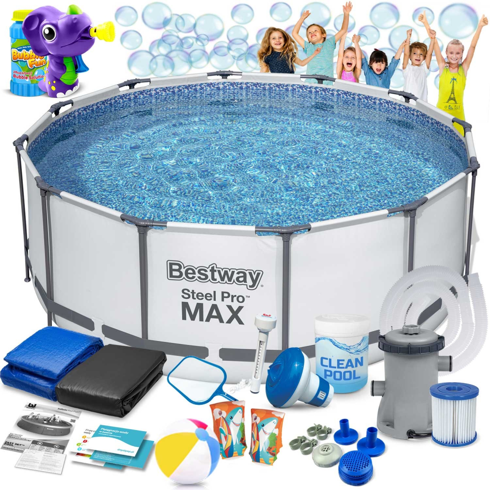 Sodo rėminis baseinas 427 x 84 cm 17in1 Bestway 56595 + burbulų mašina-Baseinai, Karkasiniai baseinai-e-vaikas