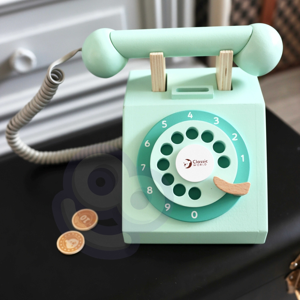 Klasikinis medinis vaikiškas telefonas CLASSIC WORLD 4 el.-Žaislai, Kūdikiams, Žaislai mažyliams (iki 4 m.