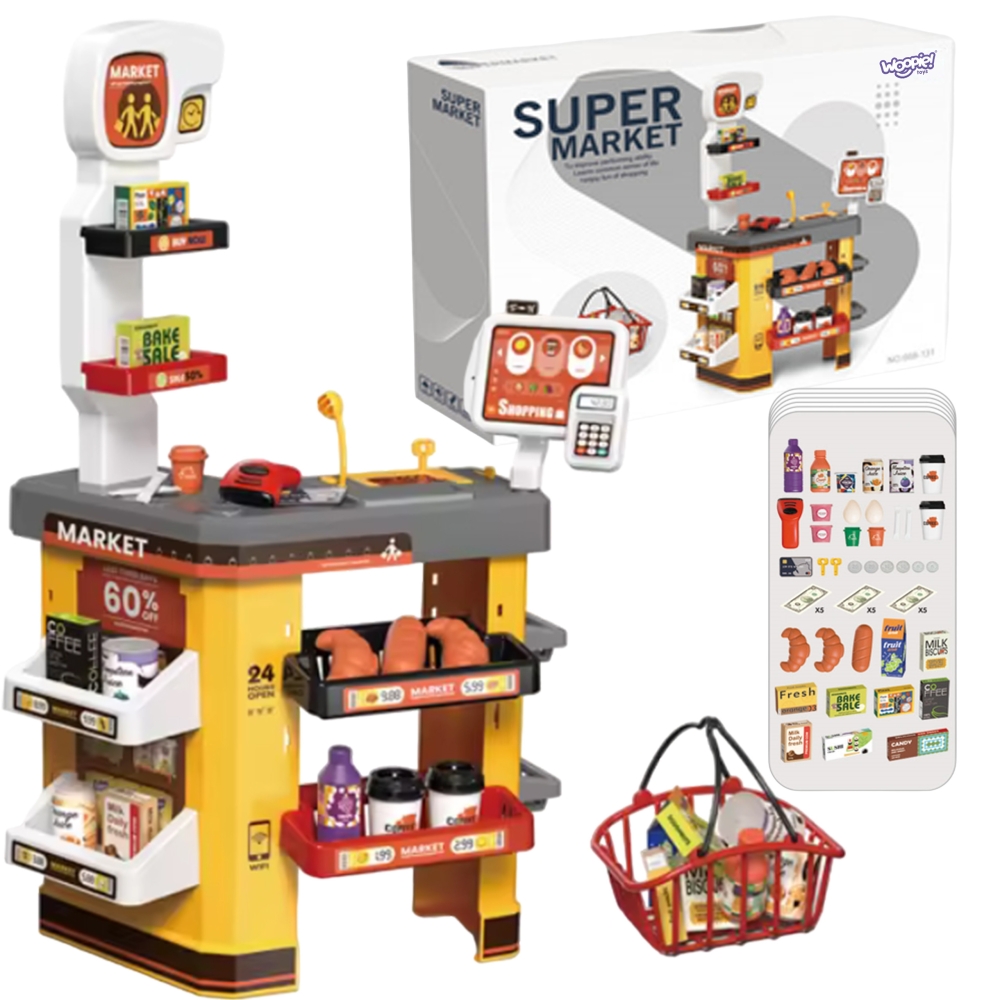 Interaktyvi parduotuvė su priedais WOOPIE Super Market-Žaislai, Profesijos, buities žaislai, Profesiniai žaislai-e-vaikas