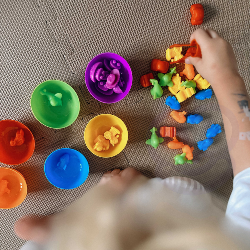 Edukacinis žaidimas WOOPIE Montessori Spalvų rūšiuoklė gyvūnai 44 el.