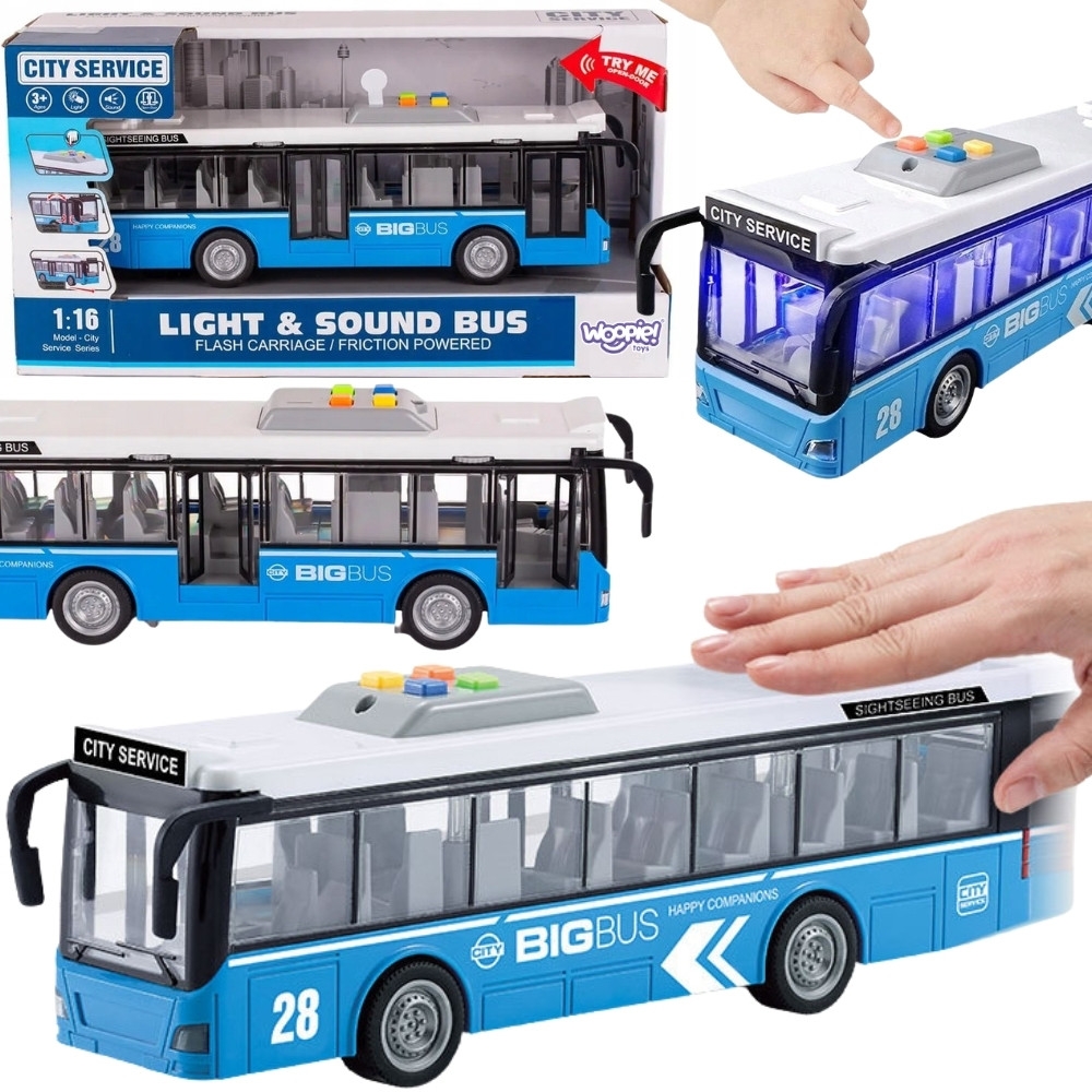 Interaktyvus elektrinis miesto autobusas WOOPIE 1:16, mėlynas