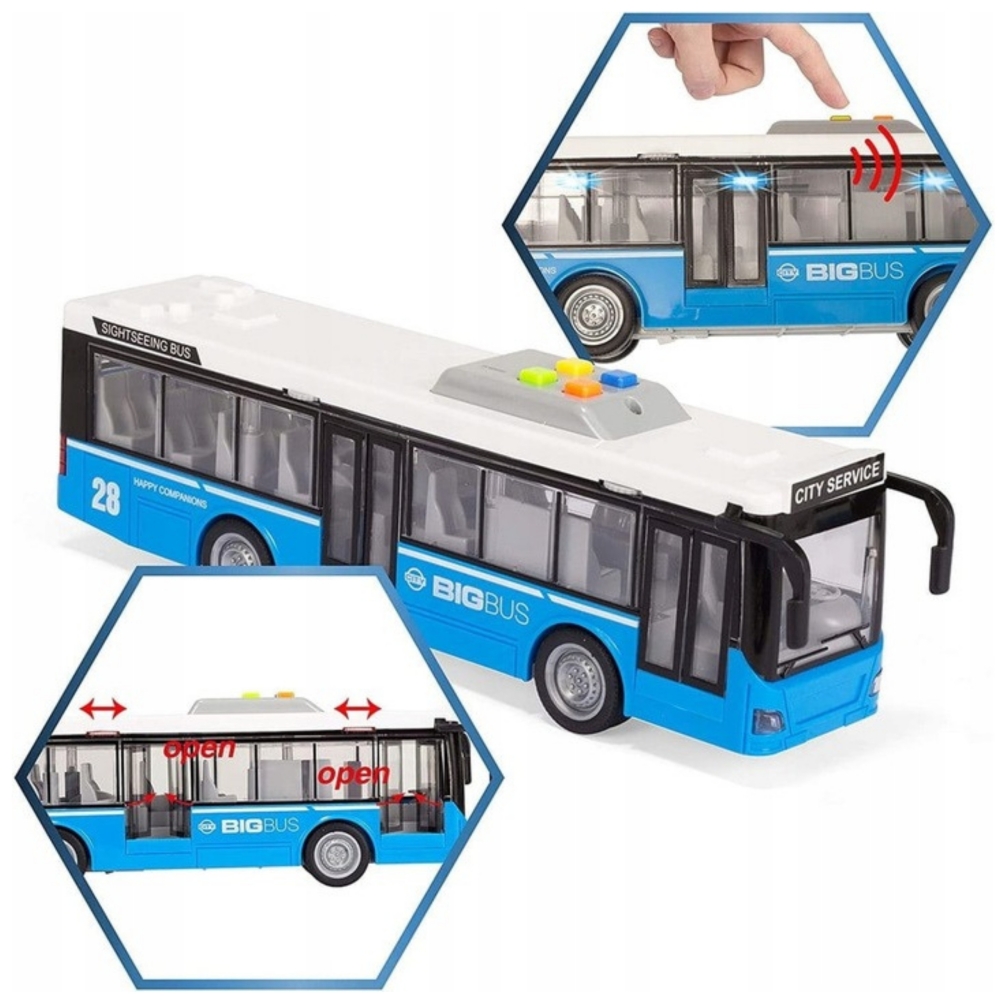 Interaktyvus elektrinis miesto autobusas WOOPIE 1:16, mėlynas