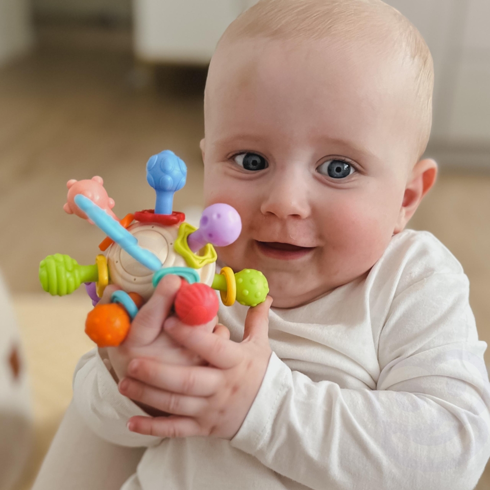 Minkštas barškutis 2in1 WOOPIE BABY sensorinis žaislas kūdikiams 0m+-Žaislai, Kūdikiams, Barškučiai, kramtukai-e-vaikas