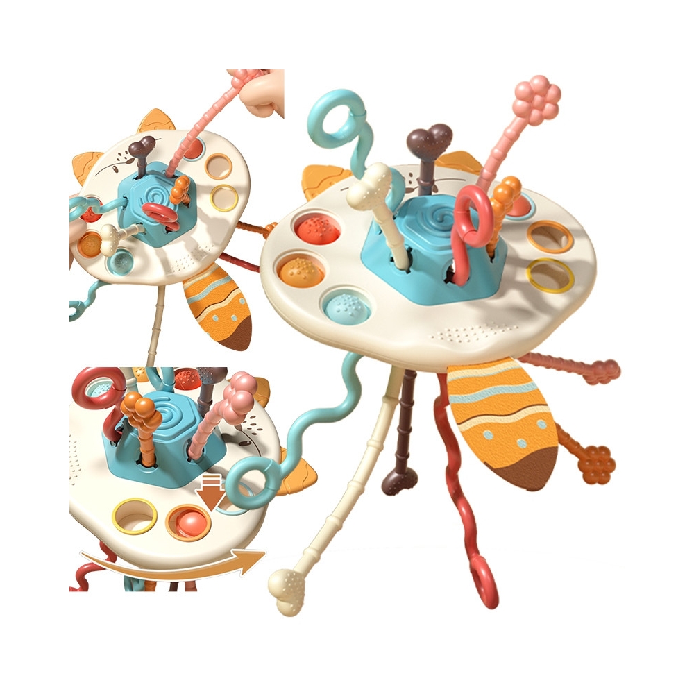 Sensorinis žaislas WOOPIE BABY Montessori kramtukas Rattle Multifunkcinis lapė-Žaislai, Kūdikiams, Žaislai mažyliams (iki 4 m.