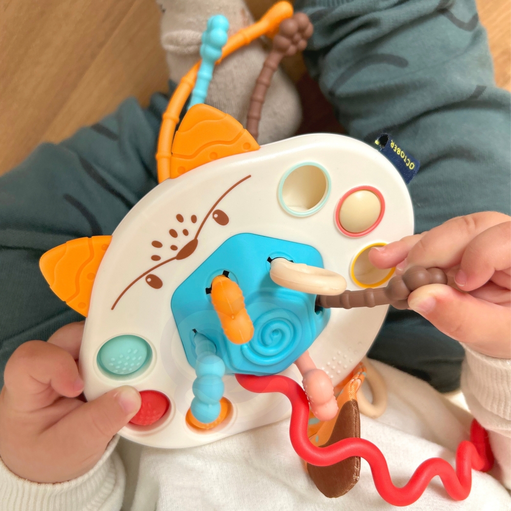 Sensorinis žaislas WOOPIE BABY Montessori kramtukas Rattle Multifunkcinis lapė-Žaislai, Kūdikiams, Žaislai mažyliams (iki 4 m.