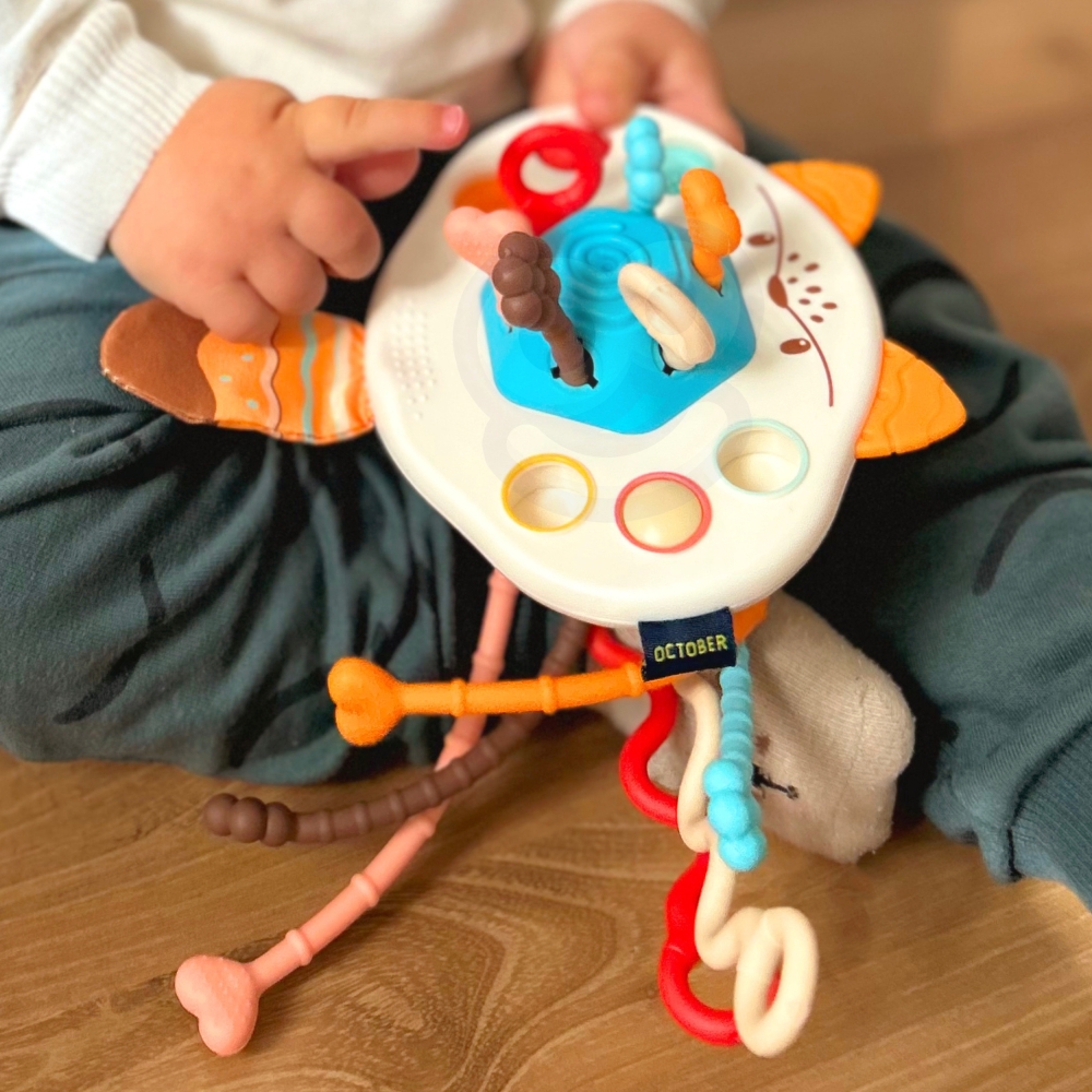 Sensorinis žaislas WOOPIE BABY Montessori kramtukas Rattle Multifunkcinis lapė-Žaislai, Kūdikiams, Žaislai mažyliams (iki 4 m.