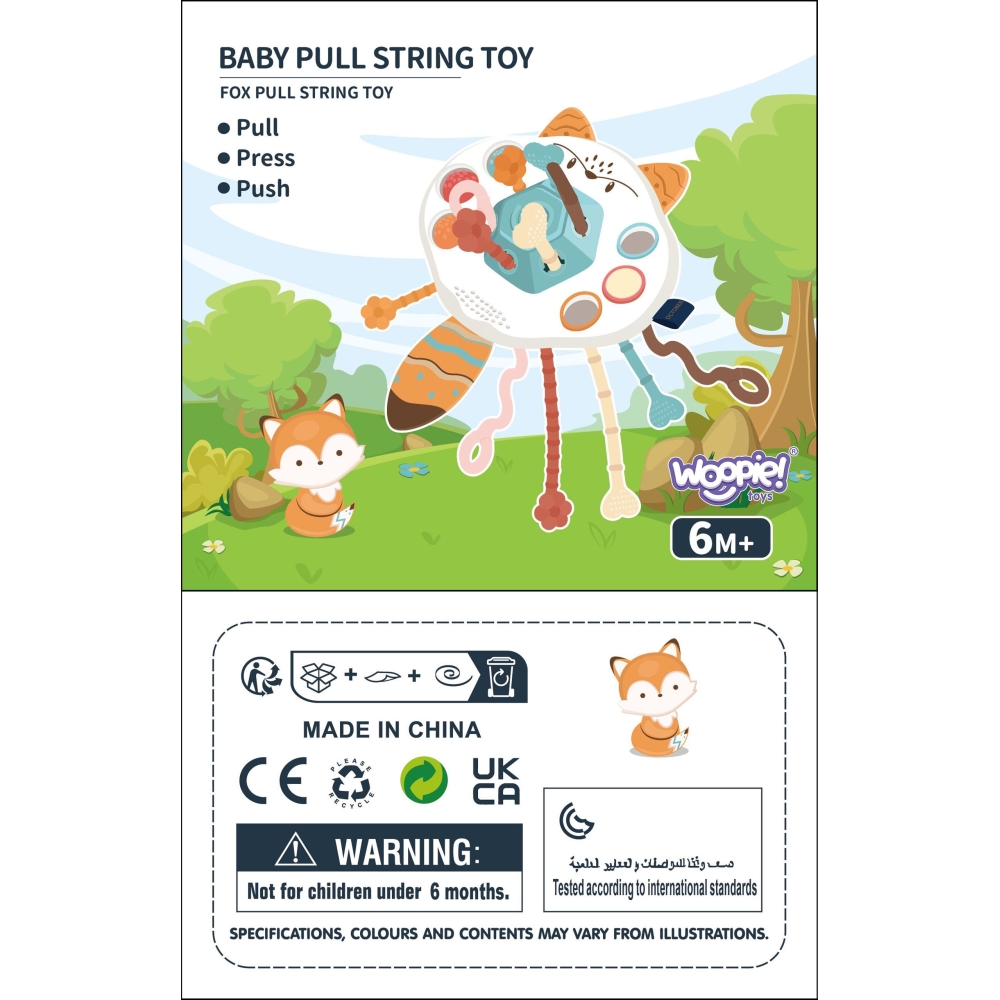 Sensorinis žaislas WOOPIE BABY Montessori kramtukas Rattle Multifunkcinis lapė-Žaislai, Kūdikiams, Žaislai mažyliams (iki 4 m.