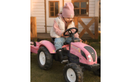 FALK Traktorius Country Star Pink Pedal + priekaba ir ragelis nuo 2 metų.