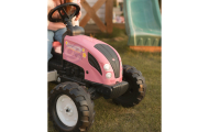 FALK Traktor Country Star Różowy na Pedały + Przyczepka i Klakson od 2 Lat.					