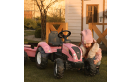FALK Traktorius Country Star Pink Pedal + priekaba ir ragelis nuo 2 metų.