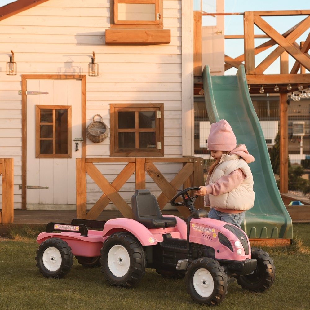 FALK Traktor Country Star Różowy na Pedały + Przyczepka i Klakson od 2 Lat. 