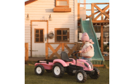 FALK Traktorius Country Star Pink Pedal + priekaba ir ragelis nuo 2 metų.