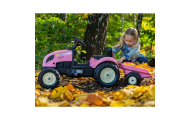FALK Traktorius Country Star Pink Pedal + priekaba ir ragelis nuo 2 metų.
