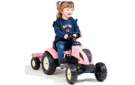 FALK Traktorius Country Star Pink Pedal + priekaba ir ragelis nuo 2 metų.