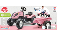 FALK Traktorius Country Star Pink Pedal + priekaba ir ragelis nuo 2 metų.