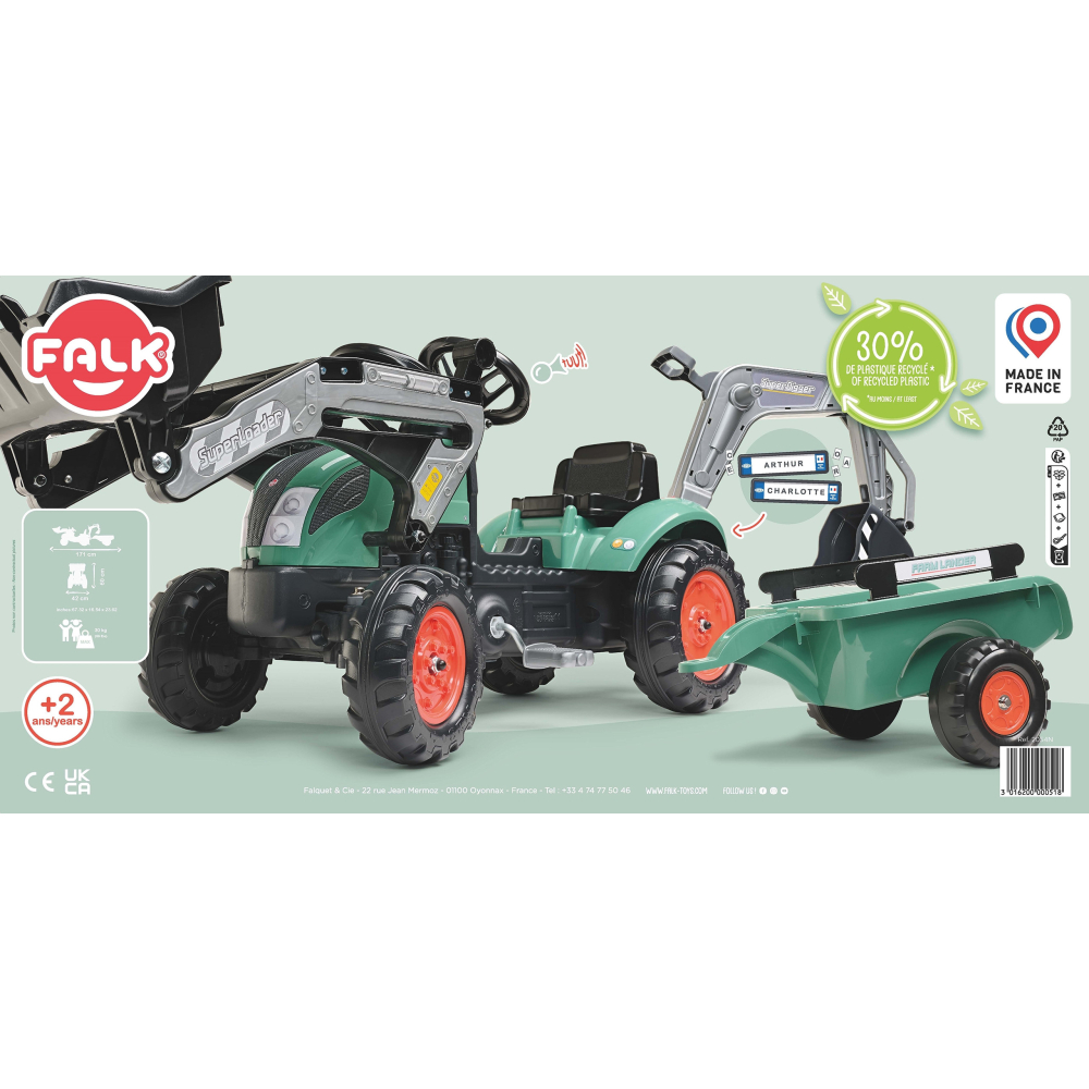 Pedalinis traktorius FALK Farm Lander 2-5 m.-Judėjimui, Minami traktoriai ir jų priedai-e-vaikas