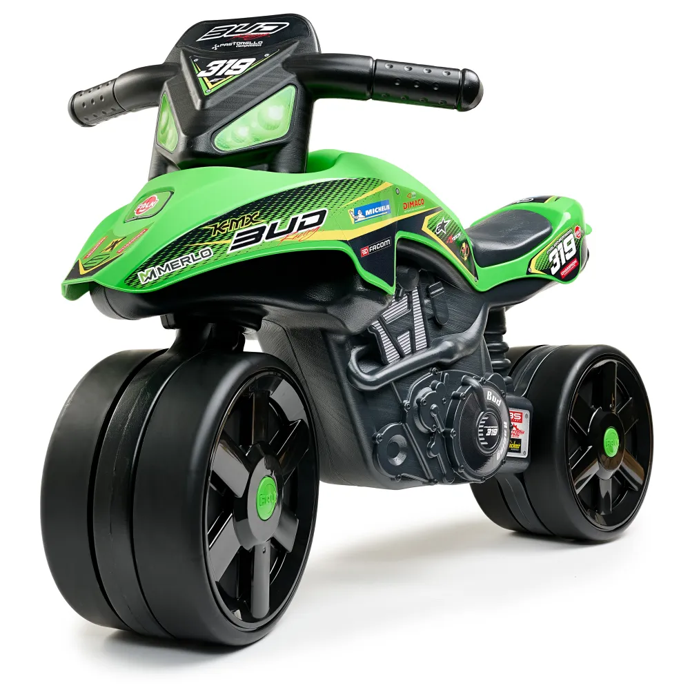 Paspiriamas motociklas FALK Racing Green platūs ratai nuo 1 metų-Judėjimui, Balansiniai dviratukai-e-vaikas