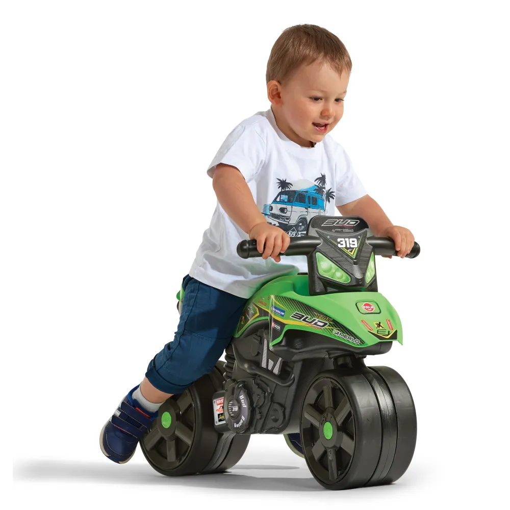 Paspiriamas motociklas FALK Racing Green platūs ratai nuo 1 metų-Judėjimui, Balansiniai dviratukai-e-vaikas