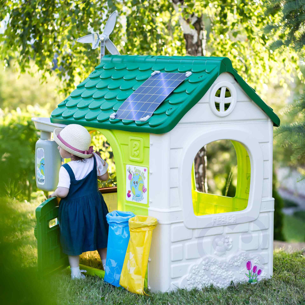 FEBER Domek ogrodowy Eco Karmnik Segregacja Odpadów Imitacja Panelu Słonecznego