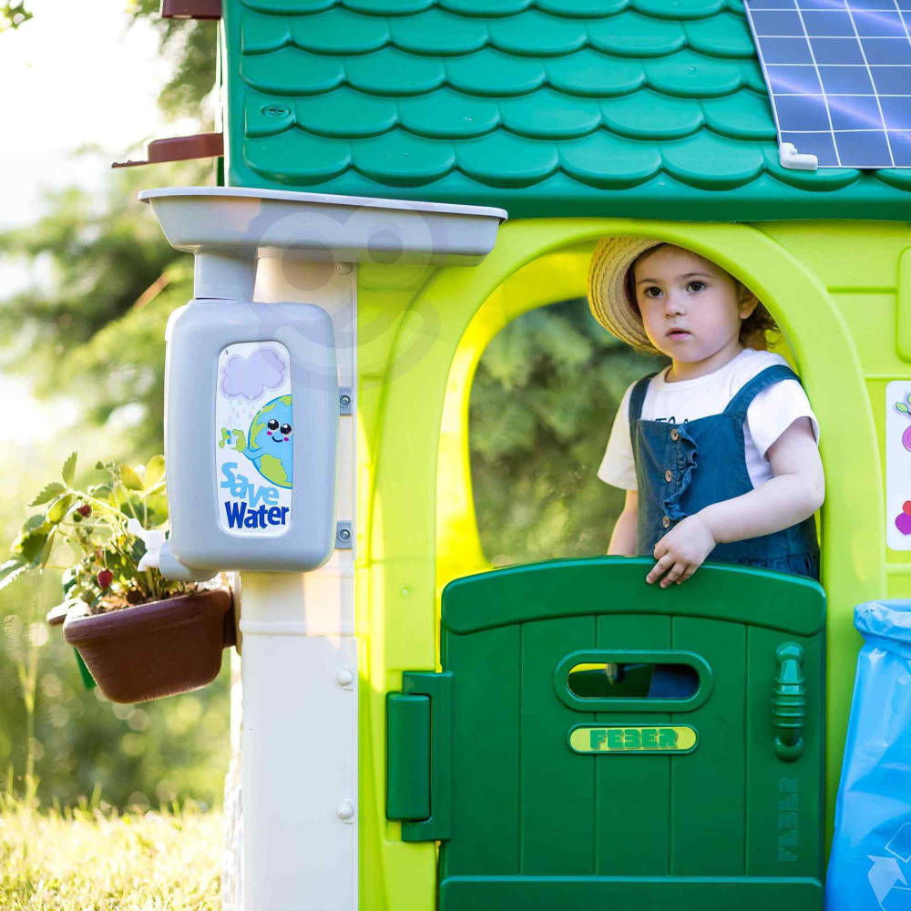 FEBER Domek ogrodowy Eco Karmnik Segregacja Odpadów Imitacja Panelu Słonecznego
