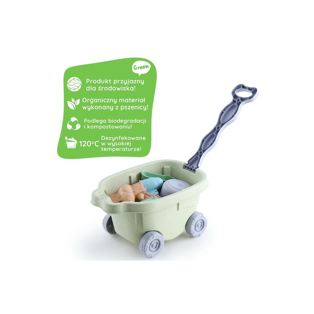 Smėlio rinkinys su vežimėliu WOOPIE GREEN 13 el. biologiškai suyranti organinė medžiaga-Žaislai, Lauko žaislai, Vandens ir smėli