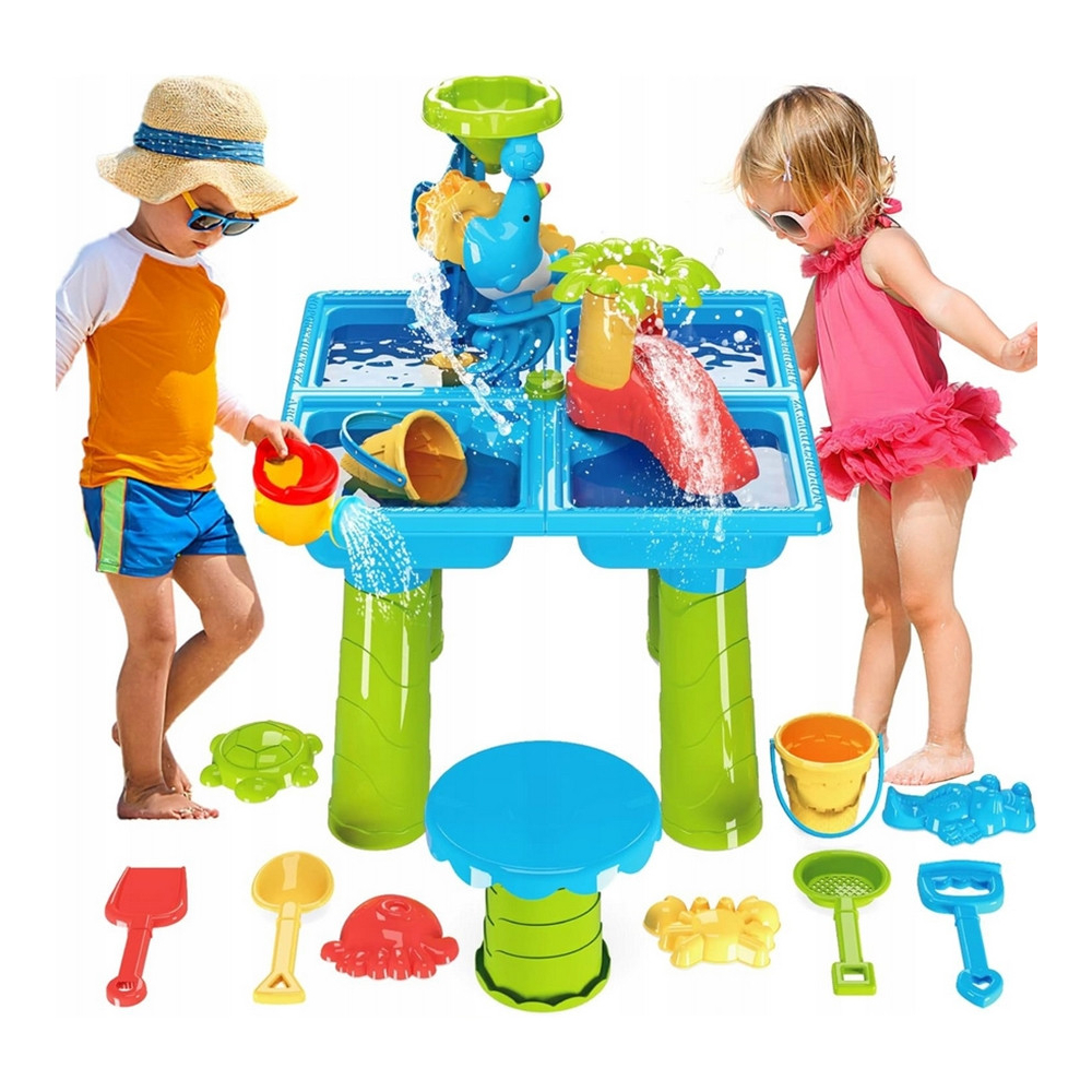 Vandens stalas WOOPIE 2in1 Smėlio dėžė su kėde XL Aquapark 4 baseinai 13 el.