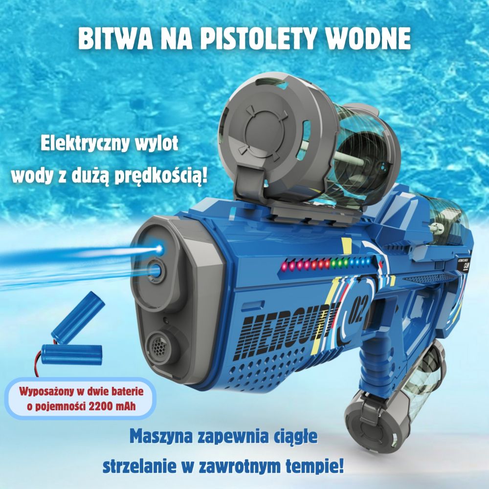 Elektrinis automatinis vandens pistoletas WOOPIE Mercury-Žaislai, Lauko žaislai, Vandens ir smėlio žaislai, Vandens šautuvai-e-v