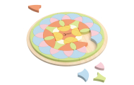 Medinė mandala Classic World Montessori dėlionė - mozaika Gėlės, pastelinė-Žaislai, Dėlionės, 3D - tūrinės dėlionės-e-vaikas
