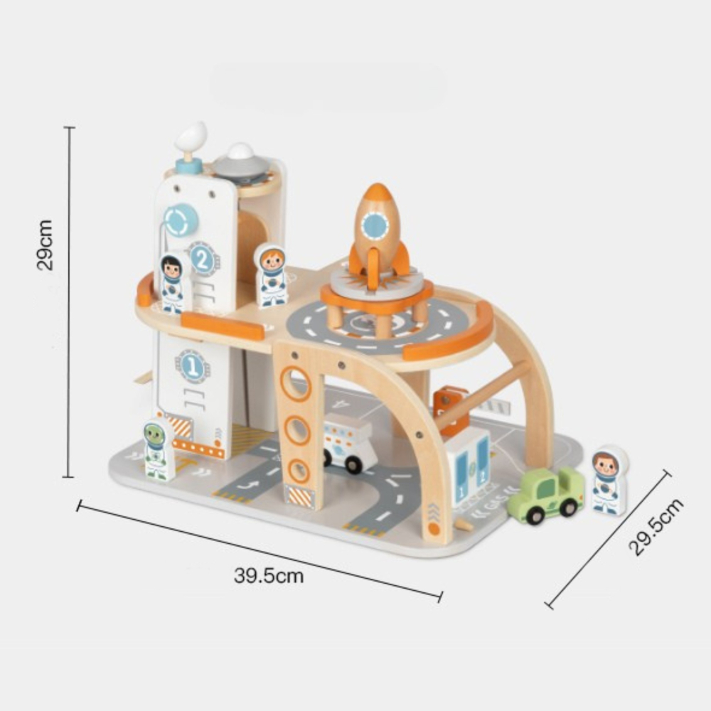 Medinė kosmoso stoties automobilių stovėjimo aikštelė TOOKY TOY-Žaislai, Auto ir transporto žaislai, Garažai, trasos ir kita-e-v
