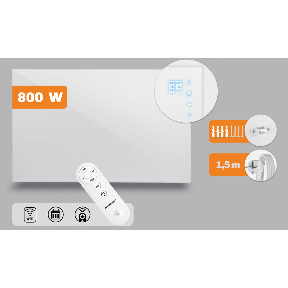 Infraraudonųjų spindulių šildytuvas 800 W Berdsen BD-987 nuotolinio valdymo WiFi programa-Namai, laisvalaikis, turizmas, Namų ap