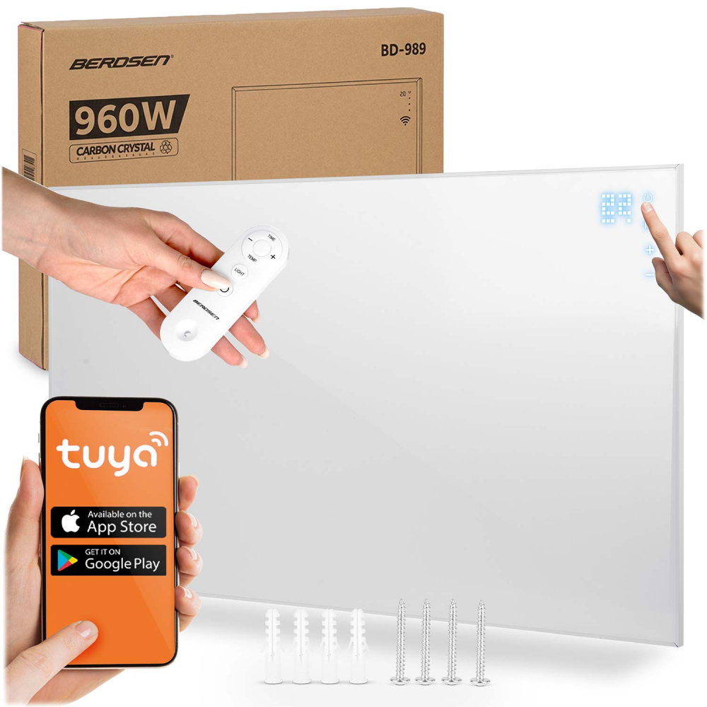 Infraraudonųjų spindulių šildytuvas 960 W Berdsen BD-989 nuotolinio valdymo WiFi programa-Namai, laisvalaikis, turizmas, Namų ap