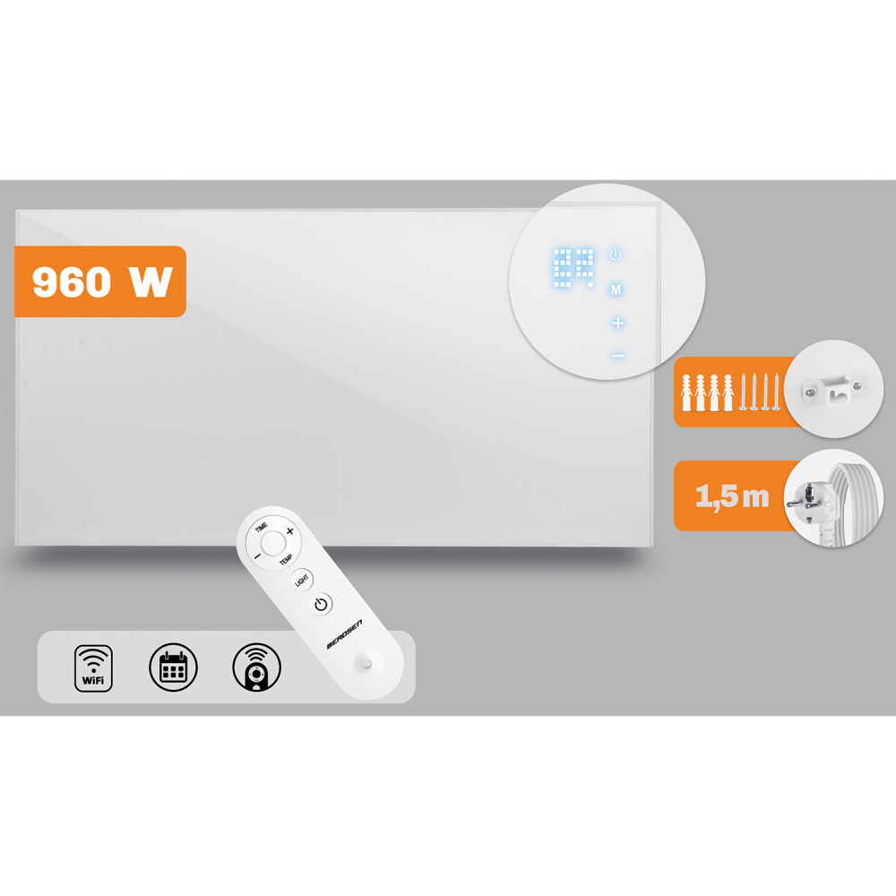 Infraraudonųjų spindulių šildytuvas 960 W Berdsen BD-989 nuotolinio valdymo WiFi programa-Namai, laisvalaikis, turizmas, Namų ap