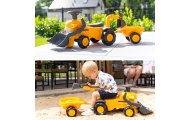 FALK Komatsu Ride-on Tractor with Excavator Bucket and Trailer					
