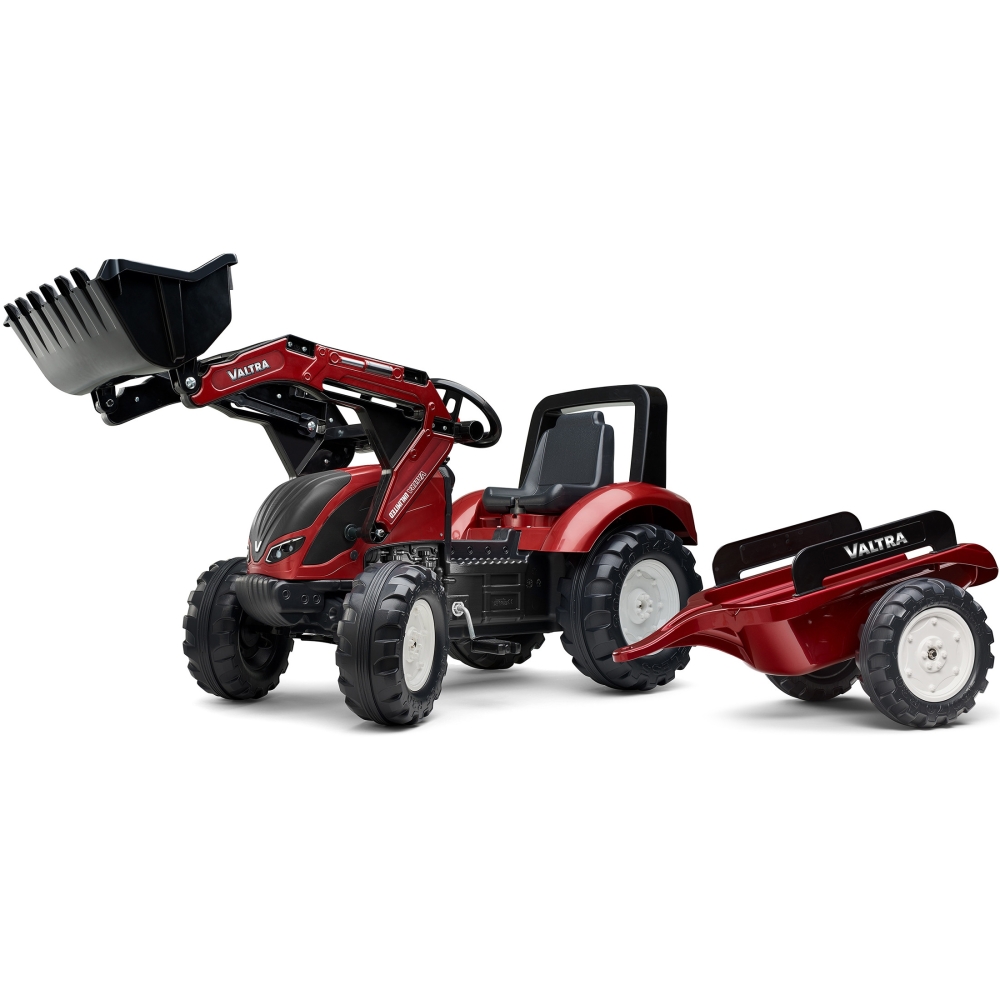 FALK Valtra Maroon Pedal Tractor with Trailer and Bucket from 3 Years 