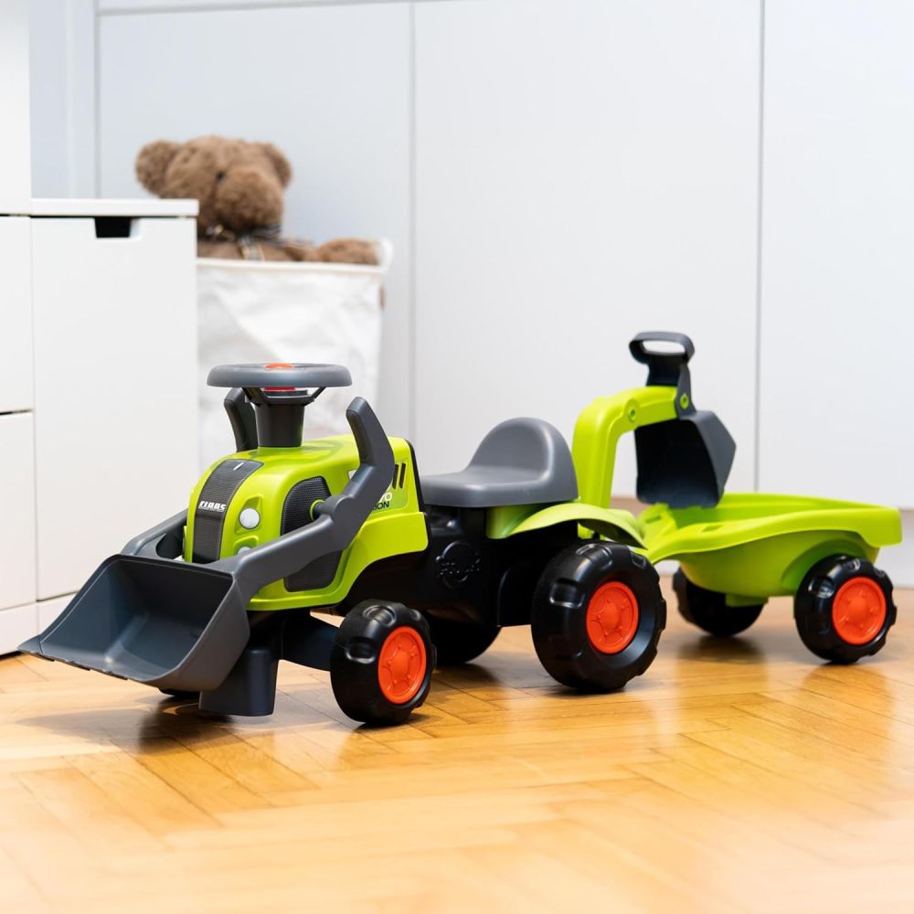 FALK Baby Claas Ride-on Tractor with Excavator, Bucket and Trailer 