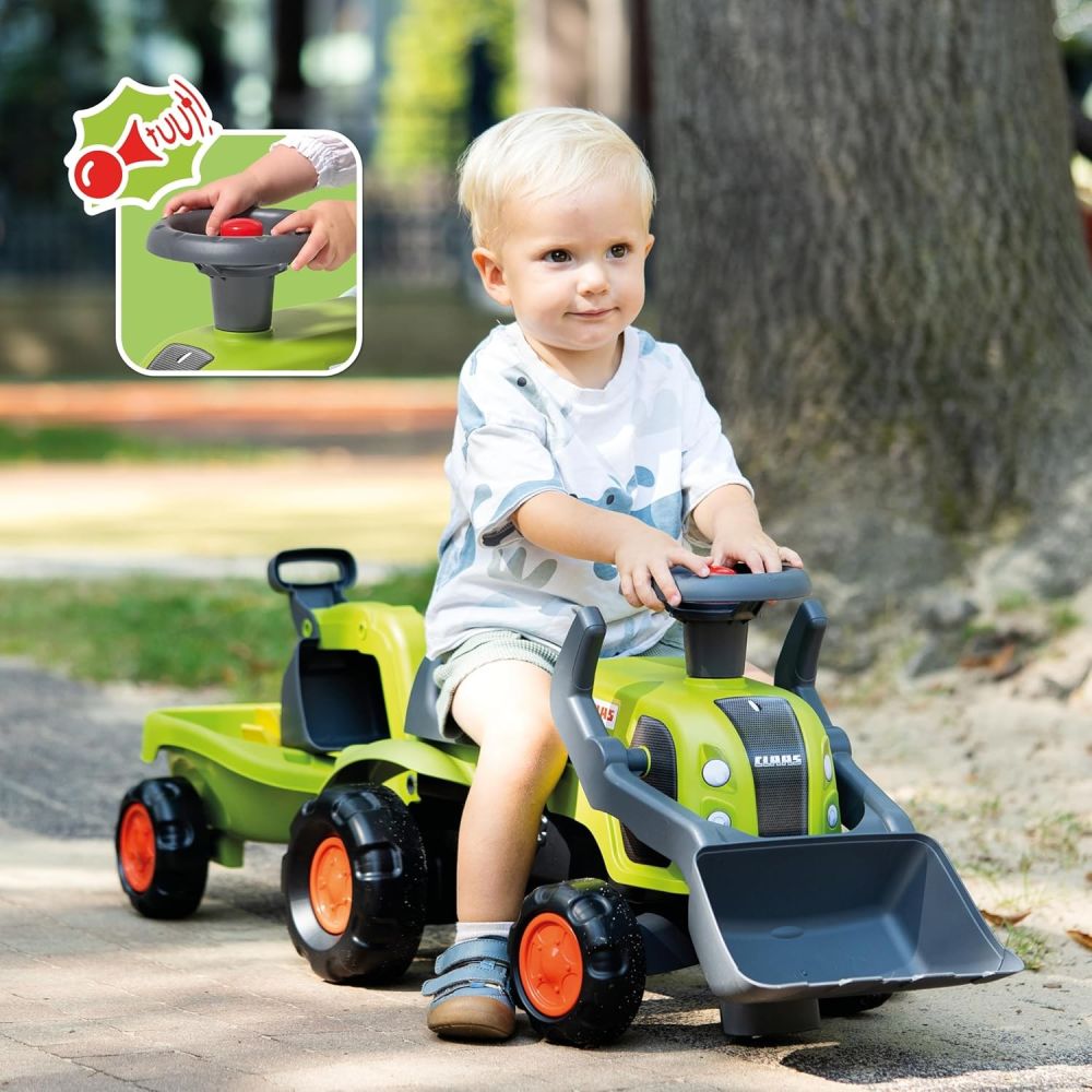 FALK Baby Claas Ride-on Tractor with Excavator, Bucket and Trailer 
