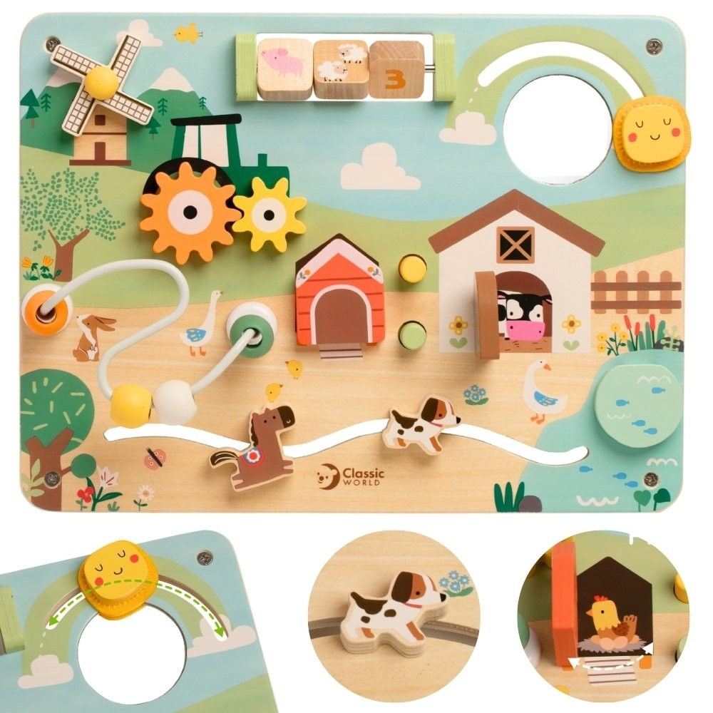 Medinė edukacinė lenta CLASSIC WORLD Farm-Žaislai, Kūdikiams, Mediniai, Žaislai mažyliams (iki 4 m.