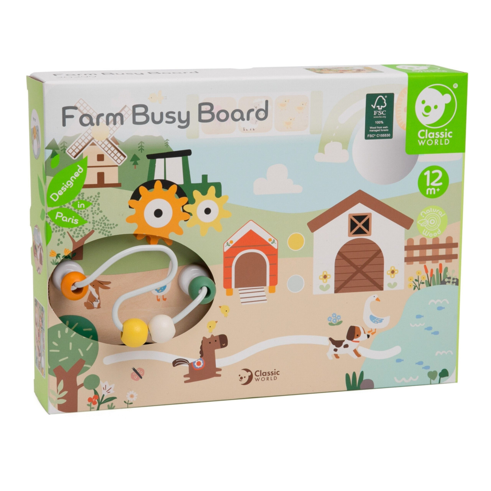 Medinė edukacinė lenta CLASSIC WORLD Farm-Žaislai, Kūdikiams, Mediniai, Žaislai mažyliams (iki 4 m.