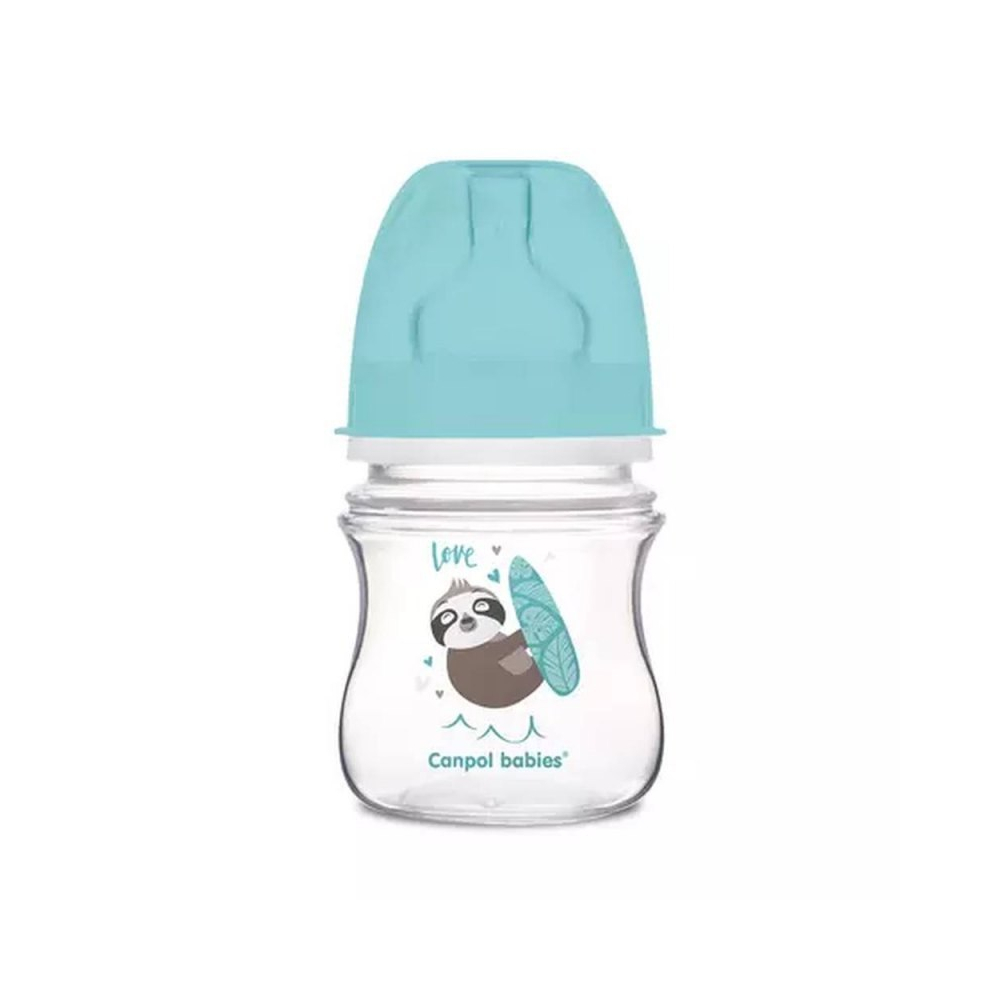 Antikolikinis buteliukas Canpol Babies EasyStart EXOTIC ANIMALS 120ml mėlynas-Maitinimui, Buteliukai ir žindukai-e-vaikas