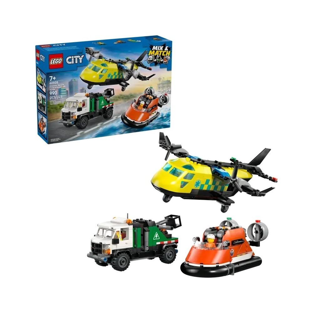 Konstruktorius Lego City lėktuvas, tarnybinis sunkvežimis ir laivas (60505)-Žaislai, Konstruktoriai, Lego, statybiniai blokai-e-