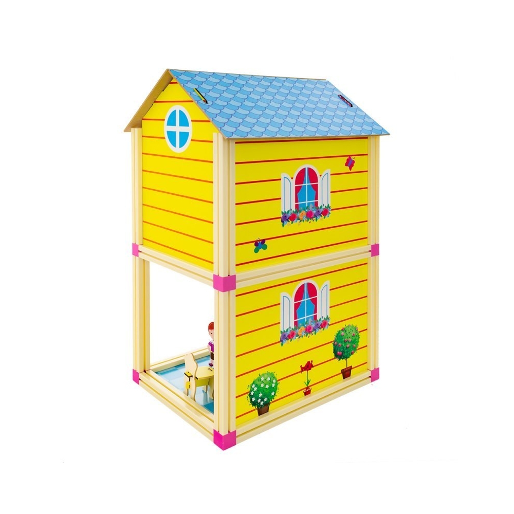 Nedidelis lėlių namelis EUROBABY TOYS 31x26x52 cm mėlynas-Žaislai, Lėlių namai ir baldai-e-vaikas