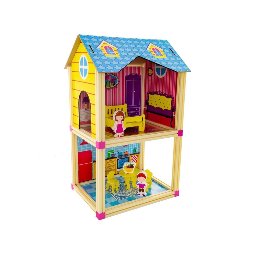 Nedidelis lėlių namelis EUROBABY TOYS 31x26x52 cm mėlynas-Žaislai, Lėlių namai ir baldai-e-vaikas