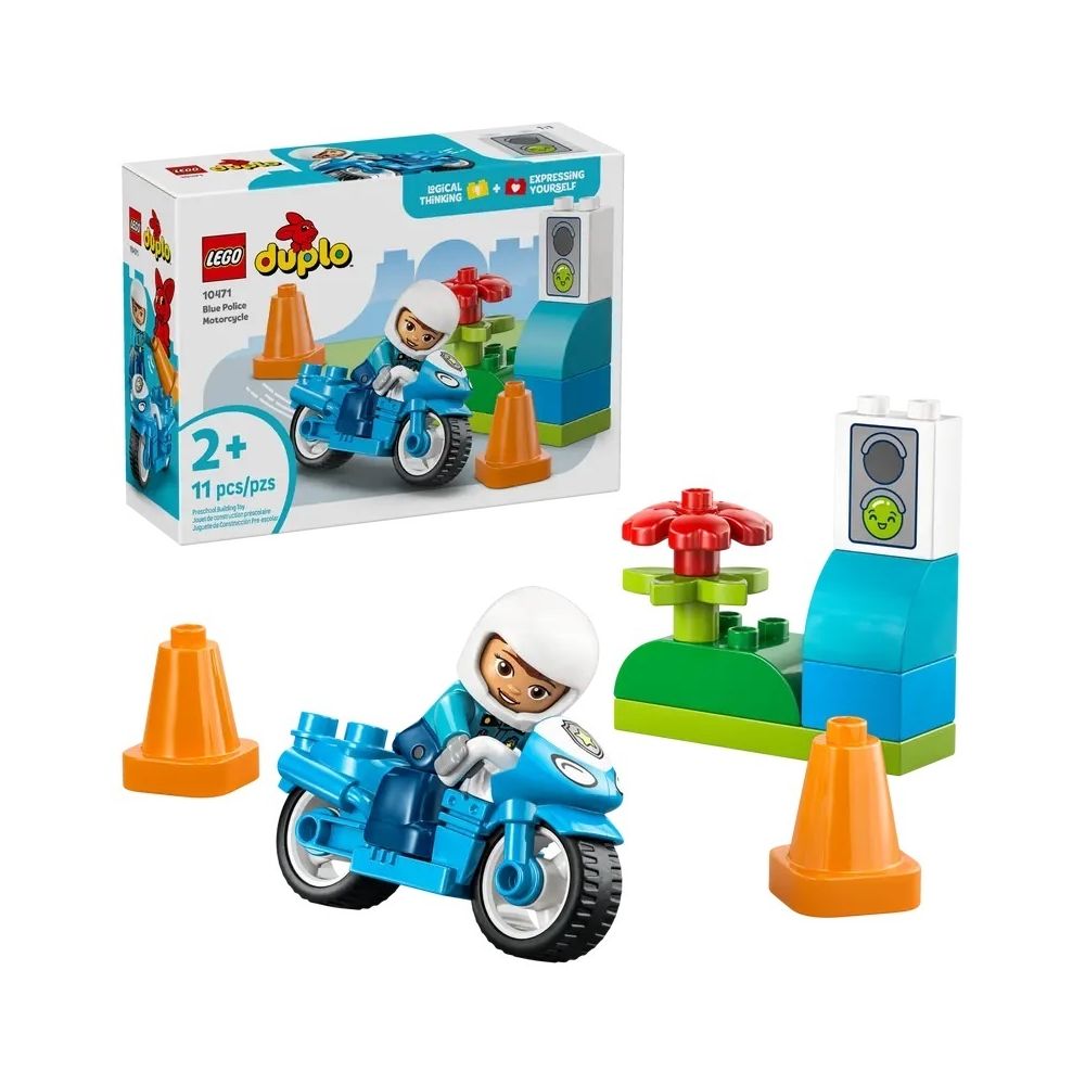 Konstruktorius Lego DUPLO Policijos motociklas mėlynas (10471)-Žaislai, Konstruktoriai, Lego, statybiniai blokai-e-vaikas