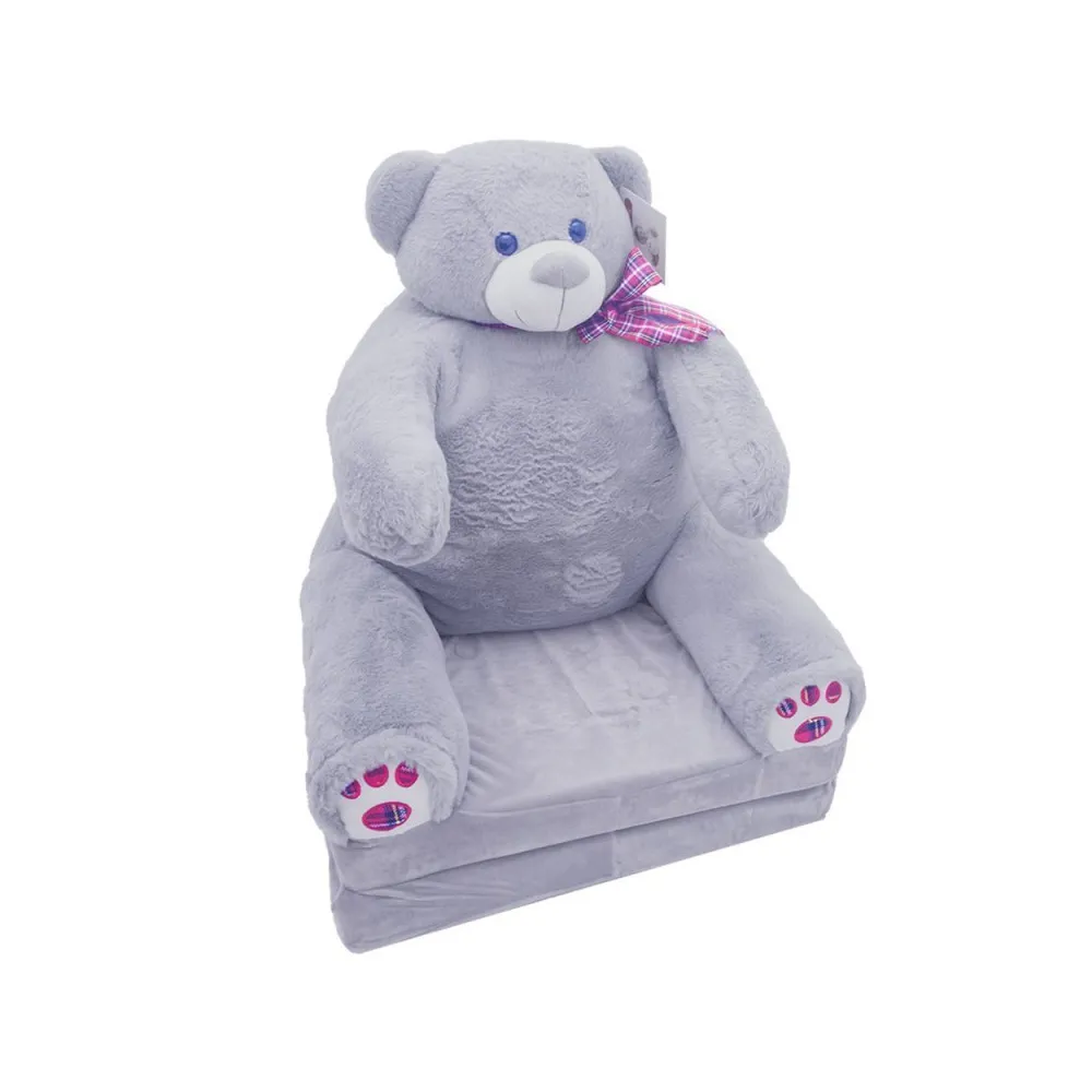 Pliušinis išskleidžiamas fotelis Meškiukas dn15-0013-sofa EUROBABY TOYS pilkas-Vaiko kambariui, Sėdmaišiai-e-vaikas