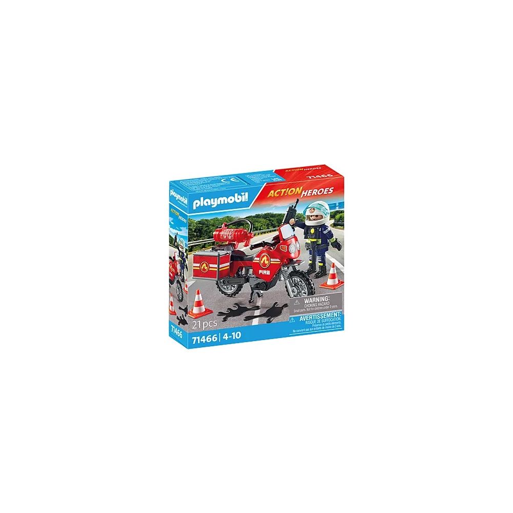 Konstruktorius Playmobil Fire Motorcycle and Oil Spill 71466-Žaislai, Konstruktoriai, Lego, statybiniai blokai-e-vaikas