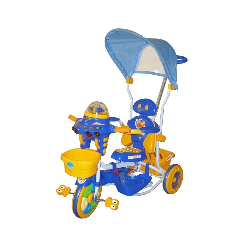 Triratukas su rankena Eurobaby 3in1 ufo 2890ac mėlyna/oranžinė-Judėjimui, Triratukai vaikams-e-vaikas