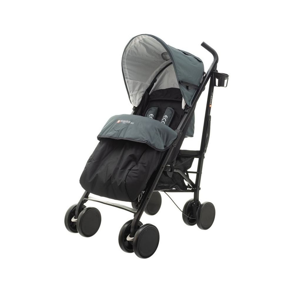 Vežimėlis-skėtukas EUROBABY Eco swiss design 300d, Dark Grey-Vaikiški vežimėliai, Skėtukai-e-vaikas