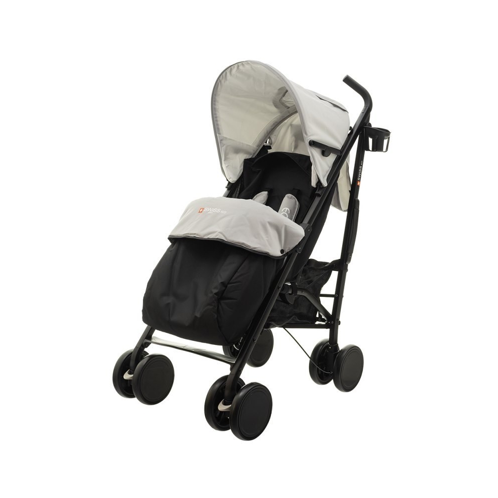 Vežimėlis-skėtukas EUROBABY Eco swiss design 300d, Medium Grey-Vaikiški vežimėliai, Skėtukai-e-vaikas