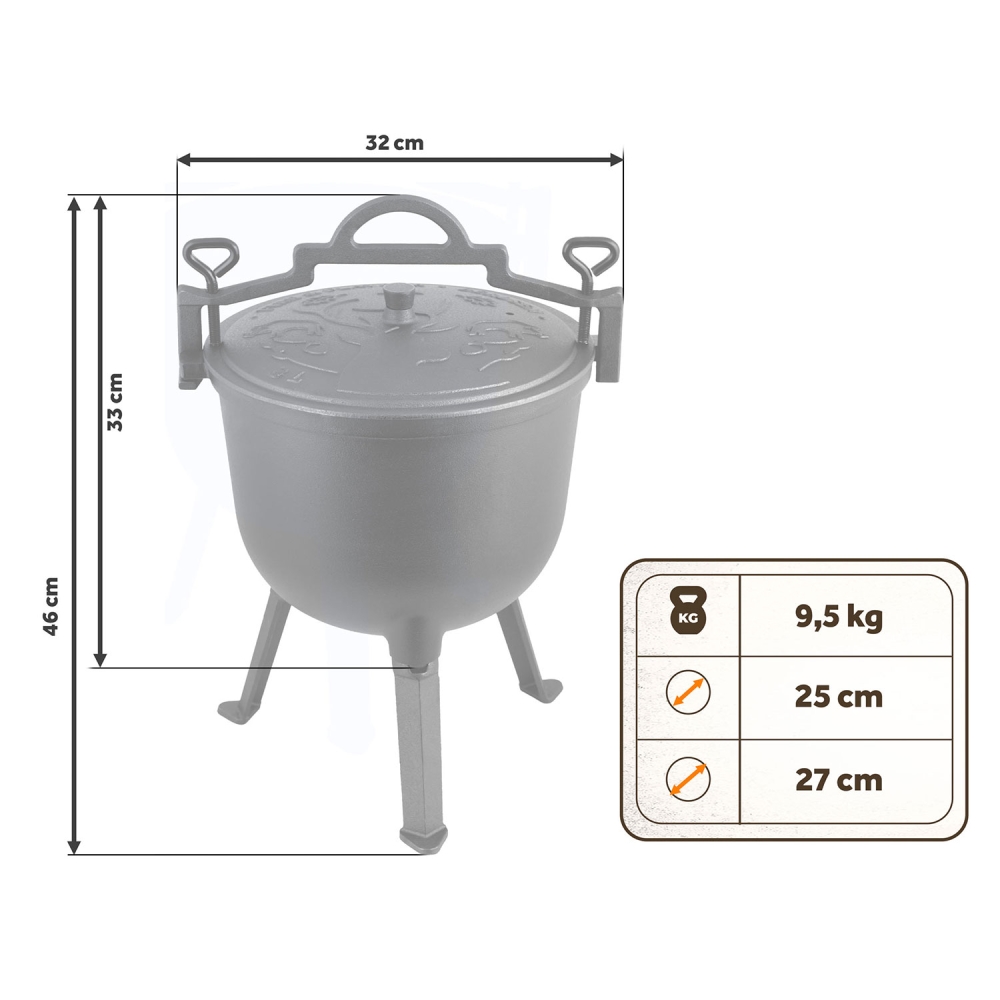 Ketaus puodas 8 l, kepsnių puodas ant laužo, grilis BD-482 348200-Namai, laisvalaikis, turizmas, Kepsninės, laužavietės-e-vaikas
